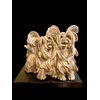 Scultura raffigurante una coppia di cani in terracotta con base in legno.Manifattura Cacciapuoti,Milano.