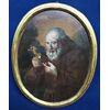 Oval oil painting on canvas &quot;Friar with crucifix&quot; - Piedmontese school XVIII century.     