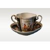 Tazzina con piattino in porcellana Meissen nera del 1800