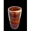 Vaso in vetro soffiato marrone con variegature lattimo a spirale.Murano.