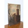 Antico dipinto olio su tela XVIII sec Paesaggio con ruderi . Mis 69 X47