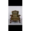 Poltrona chesterfield bergere vintage in pelle verde oliva 