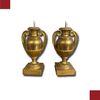 COPPIA DI CANDELABRI AD ANFORA DORATI, INIZIO DEL XIX SECOLO