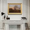 Antique French painting countryside landscape from 19th century