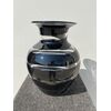 Vaso in vetro pesante trasparente con fascia a spirale nera.Murano