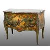 Cassettone antico Napoleone III Francese in legno laccato e dipinto con piano in marmo rosso Francia. Periodo XIX secolo.