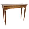 Consolle in legno intarsiato, stile Luigi XVI, con cassetto centrale.