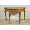 Consolle neoclassica a mezzaluna in legno intagliato e dorato, Roma, fine del XVIII secolo
