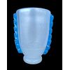 Vaso a coppa in vetro pesante pulegoso iridato con prese laterali a treccia.Franco Moretti.Murano.