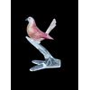 Scultura in vetro pesante raffigurante uccellino su un ramo.