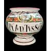 Vaso - pilloliere in maiolica globulare  con decoro alla rosa e simbolo di farmacia.Casali e Callegari.Pesaro.