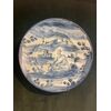 Piatto in maiolica in monocromia turchina con figura di soldato in ambiente agreste. Albisola.