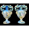 Coppia di grandi vasi in maiolica a decoro istoriato.Angelo Minghetti.Bologna.