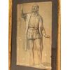Antico disegno XIX nobile in costume d’ epoca in cornice antica foglia oro . Mis 96 x 59 