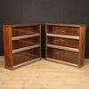 Pair of Italian bookcases in walnut wood with glass doors