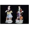 Coppia di statuine in porcellana decorata Dresda marchiate del 1800 fanciulla fanciullo e cani