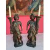 Coppia Angeli portacero Legno dipinto - Primi '600 - Italia centrale