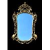 Specchiera in legno intagliato e foglia oro con motivi floreali,rocaille e uccelli.periodo Art nouveau.