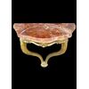 Consolle - applique in legno dorato  con motivi rocaille e piano in marmo.Periodo art nouveau.