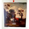 Dipinto fiammingo su tavola "Paesaggio con armenti" - XVII sec. 