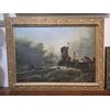 Dipinto " Porto con tempesta " Nord Europa - A. Rolier 1868