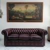 Divano 3 posti chesterfield capitonnè in pelle bordeaux 