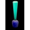 Vaso in vetro verde acqua con base blu satinata.Venini,Murano.