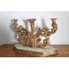 Antico candelabro candeliere in legno dorato a mecca XVIII sec. A due luci . Mis 66 x  altezza cm 42  