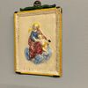 Antica targa devozionale Emiliana  XIX SEC placca maiolica Vergine e Gesù . Policroma mis 27 x 19 
