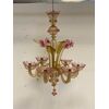 Lampadario in vetro di Murano sei luci cristallo e oro 