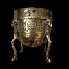 Vaso in rame dorato poggiante su 4 gambe in ottone