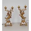 Coppia lampade con putti/angeli in legno dorato e argentato-candelieri-primi 900