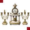 TRITTICO OROLOGIO E CANDELIERI META' XIX SECOLO