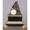 Antico orologio francese del 1800 raffigurante Maternità  in bronzo con base in marmo Madonna con bambino