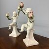 Antica coppia di putti a candelabri Angelo Minghetti Bologna. Fine 800 su piedistallo firmati. H 37 