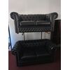 Coppia divani Chesterfield in pelle nera 