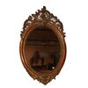 Antica specchiera ovale Luigi XV metà 1800 francese dorato foglia oro bolo visibile 
