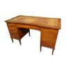 Scrivania Inglese Vittoriana di metà 1800 in citron wood con piano in pelle 