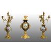 Trittico di orologio antico Napoleone III Francese in bronzo dorato e porcellana di Sevres. Periodo XIX secolo.