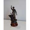 Statua antimonio pescatore su barca - no bronzo - fine '800 - scultura h. 70 cm!