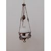 Lampadario liberty in ottone e opalina - lampada ad olio - primi '900