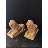 Coppia di leoni veneziani in marmo - stile neogotico - 30 x 12 cm