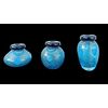 Serie di tre vasetti in vetro pesante pettinato con murrine e foglia oro.Barovier e Toso.Murano.