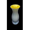 Vaso a’tromba’in vetro inciso incamiciato grigio-giallo.Salviati,Murano.