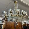 Splendido Antico Lampadario in bronzo dorato e cristalli a 1 luci . Primi 900 . Mis 90 x 70 . H100