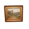 Olio su tavola Francese di fine 1800 Raffigurante Paesaggio Campestre