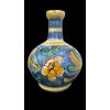 Vaso bottiglia in maiolica con decoro floreale.Caltagirone.