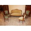 Salotto Luigi XV con bronzi in legno di Bois de Rose Divano 2 Poltrone e 2 Sedie