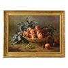 DIPINTI ANTICHI, NATURA MORTA  CON FRUTTA, CESTO DI  PESCHE E PRUGNE, OLIO SU TELA, XIX SECOLO. (QNM590)