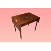 Tavolino con alette intarsiato stile Carlo X francese del 1800 in legno di noce fiammato 